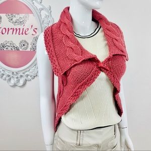 Bebe / Dusty Rose Crochet Collared Vest